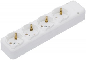 NE-AD колодка 4 гн. 16A 250В (ABS-пластик, белая, земля) 3018-К