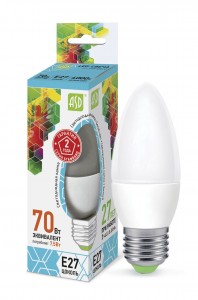 ASD standard Свеча C37 E27  7.5W(675lm) 4000К 4K 107x37 пластик/алюм  3955