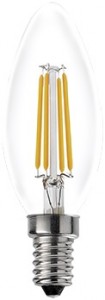 Ecola свеча E14 6W 6000K 6K прозр. 96x37 филамент (нитевидная), 360°N4QD60ELC