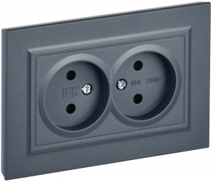 IEK BRITE роз. СУ 2 мест. 10А маренго РС12-2-БрМ BR-R20-10-K35-F