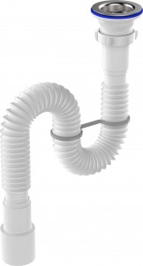 Aquant Гофросифон 1 1/4"х40/50 удлиненный с нержавеющей решеткой, F213-20-MR