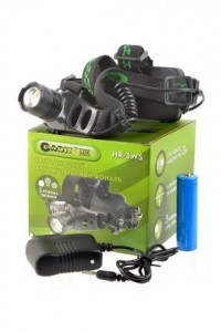 Фонарь налобный GARIN LUX HR-3WS,зум,з/у 220V,акк.1x18650,пер-к на 3xR03,3 реж.стоп-сигн.,алюм.16654
