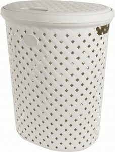 Корзина д/белья с крышкой Rattan 42л(415х330х510мм), молочный PT408711048 Plast Team(аналог 700415)