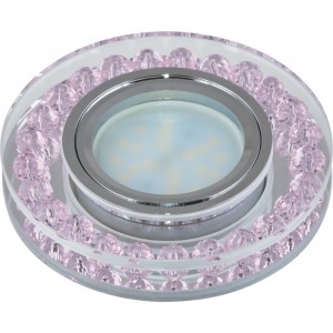 Fametto DLS-P102-2004 MR16 св-к встр. Peonia Круг Металл хром 95(65)x35 Стекло Прозр/Розовый