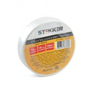 STEKKER INTP01315-10 изолента ПВХ 15/10 белая 130мкм  39901