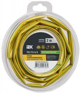 IEK термоусадка трубка ТТУ нг-LS 4/2 жел-зел. (2м/упак, цена за уп) ТУТ UDR12-004-002-002-K52-T