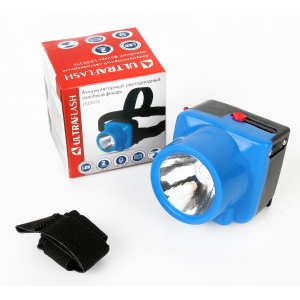 Ultraflash фонарь налобный LED5375 (акк. 4V 0.35Ah) 1св/д (80lm) голубой/пластик, 2 реж. до 50м (5 шт.)