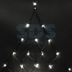 Гирлянда-сетка ул. треугол. (на елку) 136LED, т.-бел. 2x2x1,5м,динам., черн.ПВХ, IP44, 10W  215-006