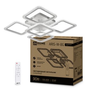 ASD/inHome св-к св/д упр ELEGANT ARIS-W-BG 90W(7000lm) 2-4-6K 600х600х110 ПУ белый IN HOME