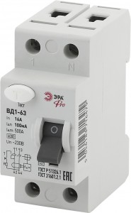 ЭРА PRO NO-902-72 устройство защитного отключения (УЗО) ВД1-63 1P+N 16А 100мА (90/1620)
