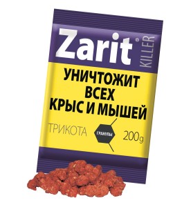 От грызунов приманка гранулы 200гр. пакет Zarit ТриКота А-4057