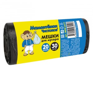 Мешки для мусора (пакеты) 20л/30шт, 6мкм, ПНД, рулон, MPM4517 Мамонтенок Чистолюб