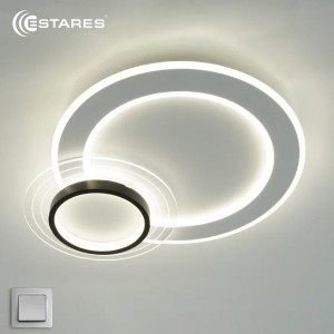Estares св-к-люстра св/д управл. SUVON 80W R(8000Lm) 2K-4K-6K 500x400x70 пульт ДУ белый/черный IP20