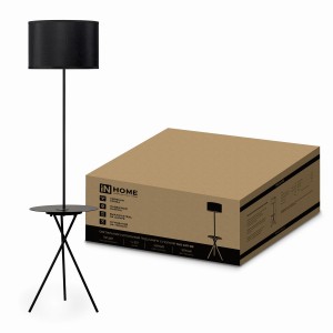 ASD/InHome св-к напольный торшер ТНО 04П-ВB 60W Е27 с полкой черный 375x375x1643 9649