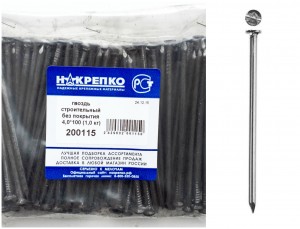 Гвоздь строительный без покрытия 4,0*100 (1,0 кг EC) НАКРЕПКО 200115