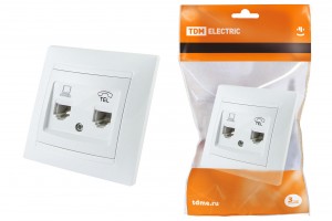 TDM Лама роз. телеф. СУ 1 мест. бел. RJ-11+RJ-45 (10!) SQ1815-0019