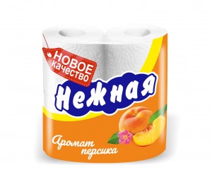 Туалетная бумага 2 слоя 4 рулона ПЕРСИК Нежная