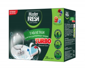 Таблетки для посудомоечных машин TURBO 9в1 28 шт Master FRESH