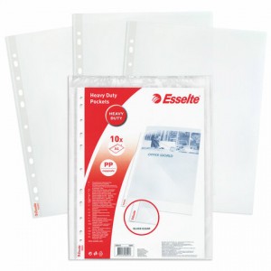Папки-файлы перфорированные А4 ESSELTE "DeLuxe", КОМПЛЕКТ 10 шт., глянцевые, СВЕРХПРОЧНЫЕ, 105 мкм,