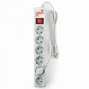 Power Cube (КУБ) Классик сет. удл.-фильтр ПВС 3х0.75 6 роз. 1.9 м 10А СЕРЫЙ (РФ) SPG(5+1)-B-6