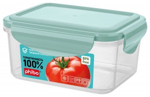 Контейнер герметичн. д/хран.продукт/СВЧ SMART LOC 0,5л прямоуг, св-голуб 4311290 Phibo/Бытпласт