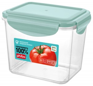 Контейнер герметичн. д/хран.продукт/СВЧ SMART LOC 0,9л прямоуг, св-голуб 4311291 Phibo/Бытпласт