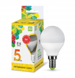 ASD standard Шар P45 E14  5W(450lm) 3000К 2K 83x45 пластик/алюм  2125