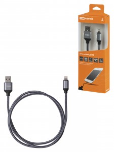 TDM Дата-кабель  ДК 12  USB - Lightning  1 м  тканевая оплетка  серый  SQ1810-0312