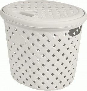 Корзина д/белья с крышкой Rattan 14л(325х280х280мм),молочный PT408811048 Plast Team(аналог 713888)