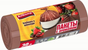 Мешки для мусора 30л/20шт,9мкм, ПНД,ароматизир.,серо-розовые,рулон,Клубника в шоколаде 88782 Avikomp