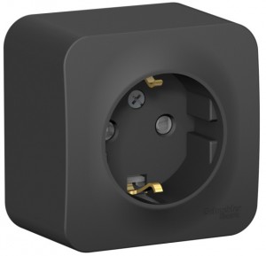 Systeme Electric BLANCA роз. ОУ 1 мест. 16А антрацит(пл.осн, земля, штор, изол.пл.) BLNRA011116(12!)