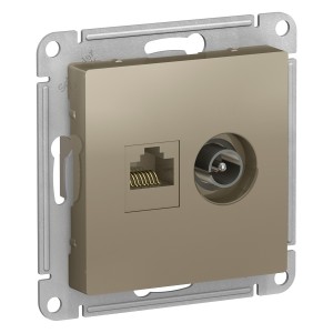 Schneider AtlasDesign мех.роз.конн. TV+комп СУ 1 мест шампань (пл.ос RG6+RJ45,0,7dB) ATN000589 (10!)