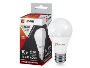 ASD/InHome лампа св/д ЛОН низковольтная A60 E27 12-48V 10W(900lm) 6500К 6K 112x60  LED-MO-PRO 8056