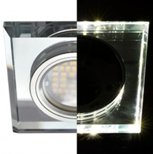 Ecola LD1651 MR16 GU5.3 св-к Стекло Квадрат подсветка 4K Хром/Хром 25x90х90 SC1651EFF