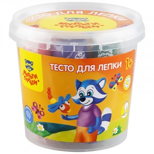 Тесто для лепки Мульти-Пульти "Енот в деревне", 07 цветов*30г, пластиковый стакан 242997