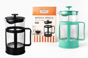 CELLTIX,Чайник/кофейник (френч-пресс) 1000мл, стекло/пластик, цвета микс 1000В