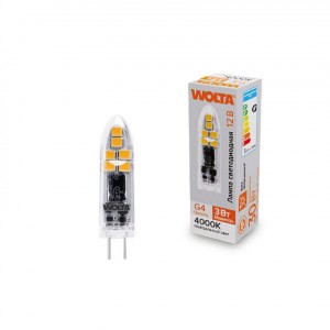 Wolta лампа св/д JC G4 12V капсульная 3W(240lm) 4000K 4K пластик WSTD-JC-12V3W4KG4-P
