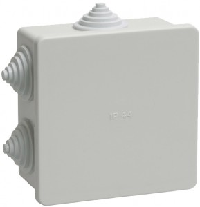 IEK коробка КМ41235 распред. ОУ 85х85х40 мм IP44 (RAL7035, 6 гермовводов)