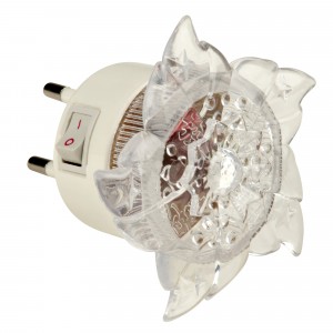 Uniel DTL-308 ночник 0.5W 4LED RGB Цветок, 220V, пластик, с выкл, BL