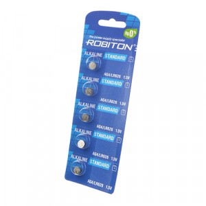 Элемент питания Robiton STANDARD R-AG4-0-BL5 (0% Hg) AG4 LR626 377 LR66,отрывной BL5,1,5V 20mAh,(5!)