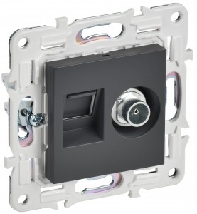 IEK SKANDY мех. роз. СУ 2 мест. TV+RJ45 кат.6E титан SK-A15T SK-AK20-2-K48