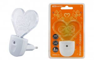 TDM св-к-ночник св/д 0,3W  "Сердце" датчик света (10!) SQ0357-0008