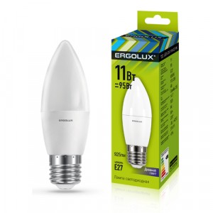 Ergolux свеча C35 E27 11W(925lm 220°) 6500K 6K матовая 111x37 LED-C35-11W-E27-6K