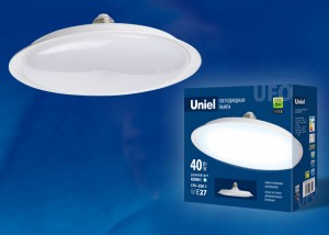 Uniel высокомощн. UFO U220 E27 40W(3200lm 120°) 6500К 6K матовая 216x76 LED-U220-40W/6500K/E27/FR