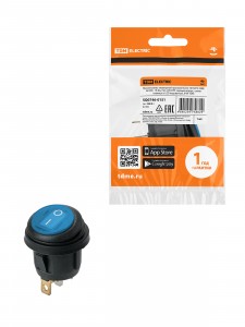 TDM выключатель клавишный KCD2-101N/FS круглый синий 250В,1P,6А,(3с),ON-OFF, LED, IP54 SQ0746-0151