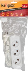 Navigator сет. удл. ШВВП 2х0.75 3 роз. 1.5 м 6А NPE-S1-03-150-X-2x0.75 71448
