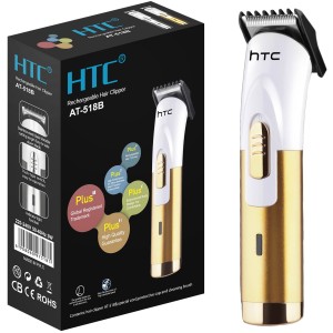 Машинка д/стрижки HTC AT-518В Белый/Золото, 3Вт, 4 уровн стрижки, лезвия-нерж.сталь, от сети/аккум.