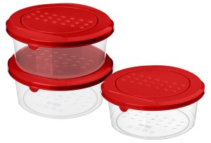 Емкость д/хранения продуктов Asti набор 3шт (0,5л) круглая, красный 221101506/03 IDIland