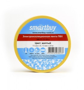 Smartbuy Изолента ПВХ 15/20 0.13х15мм, 20 метров, желтая (SBE-IT-15-20-y)