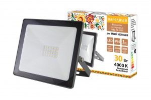 TDM прожектор св/д СДО-04-030Н 30W(2400lm) 4000K 4K, IP65, серый, Народный SQ0336-0282